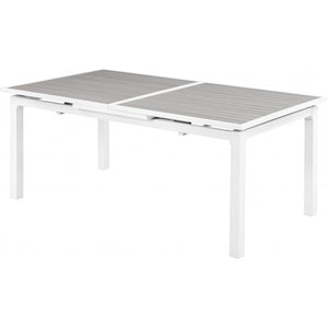 Meridian Nizuc Grey Wood Look Accent Paneling Outdoor Patio Extendable Aluminum Dining Table