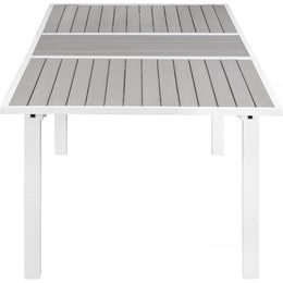 Meridian Nizuc Grey Wood Look Accent Paneling Outdoor Patio Extendable Aluminum Dining Table