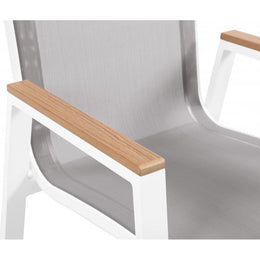 Meridian Nizuc Grey Mesh Water Resistant Fabric Outdoor Patio Aluminum Mesh Dining Arm Chair