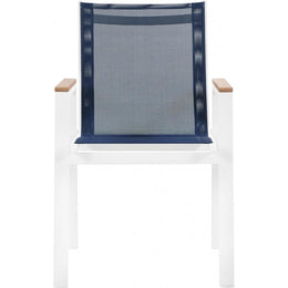 Meridian Nizuc Navy Mesh Water Resistant Fabric Outdoor Patio Aluminum Mesh Dining Arm Chair