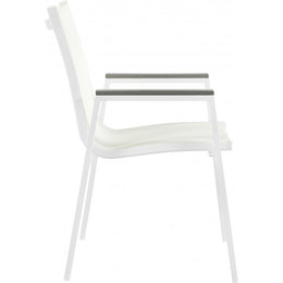 Meridian Nizuc White Mesh Water Resistant Fabric Outdoor Patio Aluminum Mesh Dining Arm Chair