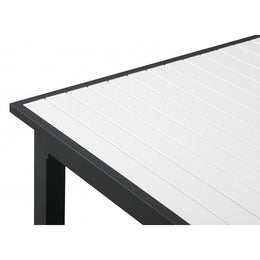 Meridian Nizuc White Wood Look Accent Paneling Outdoor Patio Aluminum Dining Table