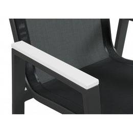 Meridian Nizuc Black Mesh Water Resistant Fabric Outdoor Patio Aluminum Mesh Dining Arm Chair
