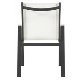 Meridian Nizuc White Mesh Water Resistant Fabric Outdoor Patio Aluminum Mesh Dining Arm Chair