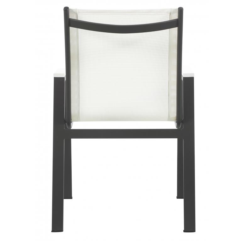 Meridian Nizuc White Mesh Water Resistant Fabric Outdoor Patio Aluminum Mesh Dining Arm Chair