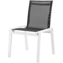 Meridian Nizuc Black Mesh Water Resistant Fabric Outdoor Patio Aluminum Mesh Dining Chair