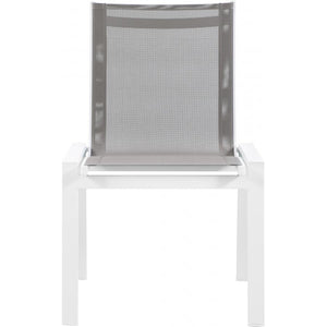 Meridian Nizuc Grey Mesh Water Resistant Fabric Outdoor Patio Aluminum Mesh Dining Chair