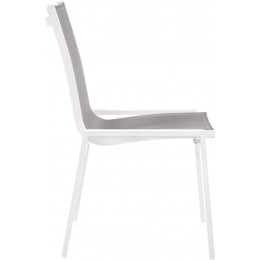 Meridian Nizuc Grey Mesh Water Resistant Fabric Outdoor Patio Aluminum Mesh Dining Chair