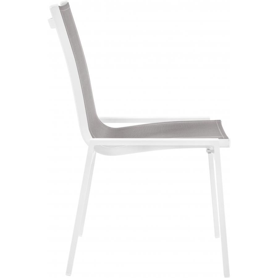 Meridian Nizuc Grey Mesh Water Resistant Fabric Outdoor Patio Aluminum Mesh Dining Chair