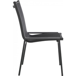Meridian Nizuc Black Mesh Water Resistant Fabric Outdoor Patio Aluminum Mesh Dining Chair