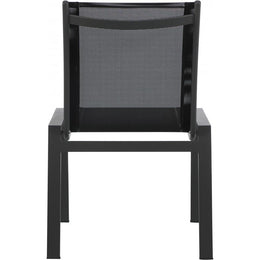 Meridian Nizuc Black Mesh Water Resistant Fabric Outdoor Patio Aluminum Mesh Dining Chair