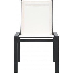 Meridian Nizuc White Mesh Water Resistant Fabric Outdoor Patio Aluminum Mesh Dining Chair
