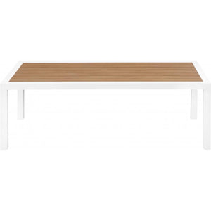 Meridian Nizuc Brown Wood Look Accent Paneling Outdoor Patio Aluminum Coffee Table