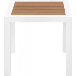 Meridian Nizuc Brown Wood Look Accent Paneling Outdoor Patio Aluminum End Table