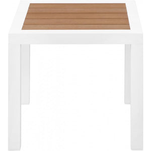 Meridian Nizuc Brown Wood Look Accent Paneling Outdoor Patio Aluminum End Table