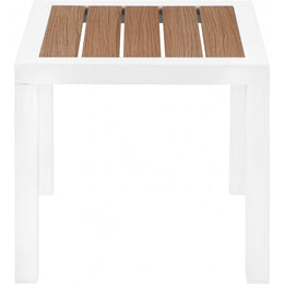 Meridian Nizuc Brown Wood Look Accent Paneling Outdoor Patio Aluminum End Table