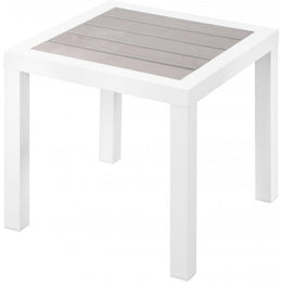 Meridian Nizuc Grey Wood Look Accent Paneling Outdoor Patio Aluminum End Table