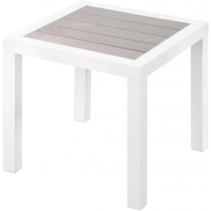 Meridian Nizuc Grey Wood Look Accent Paneling Outdoor Patio Aluminum End Table