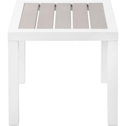 Meridian Nizuc Grey Wood Look Accent Paneling Outdoor Patio Aluminum End Table
