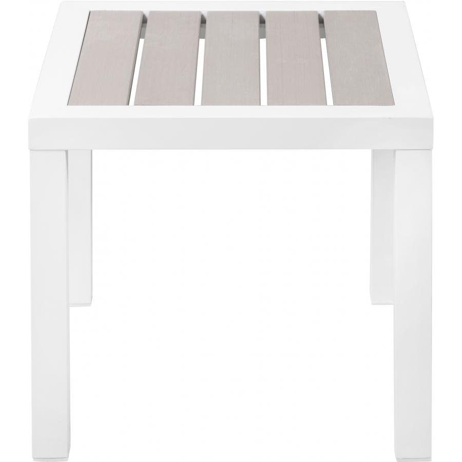 Meridian Nizuc Grey Wood Look Accent Paneling Outdoor Patio Aluminum End Table
