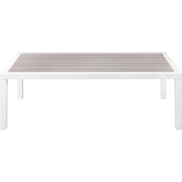 Meridian Nizuc Grey Wood Look Accent Paneling Outdoor Patio Aluminum Coffee Table