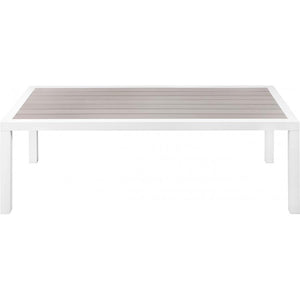 Meridian Nizuc Grey Wood Look Accent Paneling Outdoor Patio Aluminum Coffee Table
