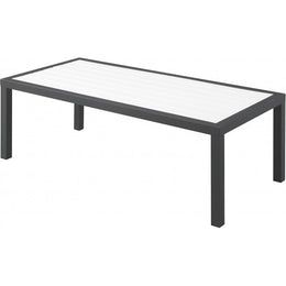 Meridian Nizuc White Wood Look Accent Paneling Outdoor Patio Aluminum Coffee Table