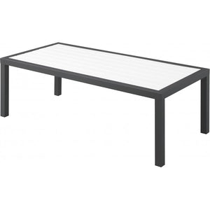 Meridian Nizuc White Wood Look Accent Paneling Outdoor Patio Aluminum Coffee Table