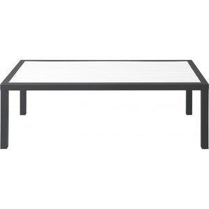 Meridian Nizuc White Wood Look Accent Paneling Outdoor Patio Aluminum Coffee Table