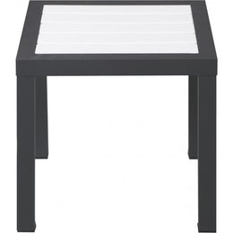 Meridian Nizuc White Wood Look Accent Paneling Outdoor Patio Aluminum End Table
