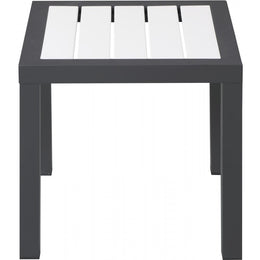 Meridian Nizuc White Wood Look Accent Paneling Outdoor Patio Aluminum End Table
