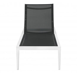 Meridian Nizuc Black Mesh Water Resistant Fabric Outdoor Patio Aluminum Mesh Chaise Lounge Chair