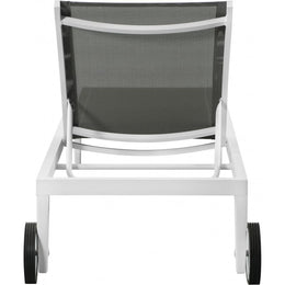 Meridian Nizuc Grey Mesh Water Resistant Fabric Outdoor Patio Aluminum Mesh Chaise Lounge Chair