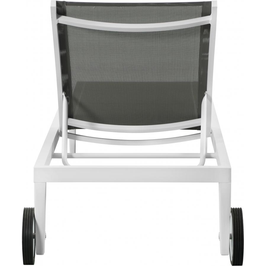 Meridian Nizuc Grey Mesh Water Resistant Fabric Outdoor Patio Aluminum Mesh Chaise Lounge Chair