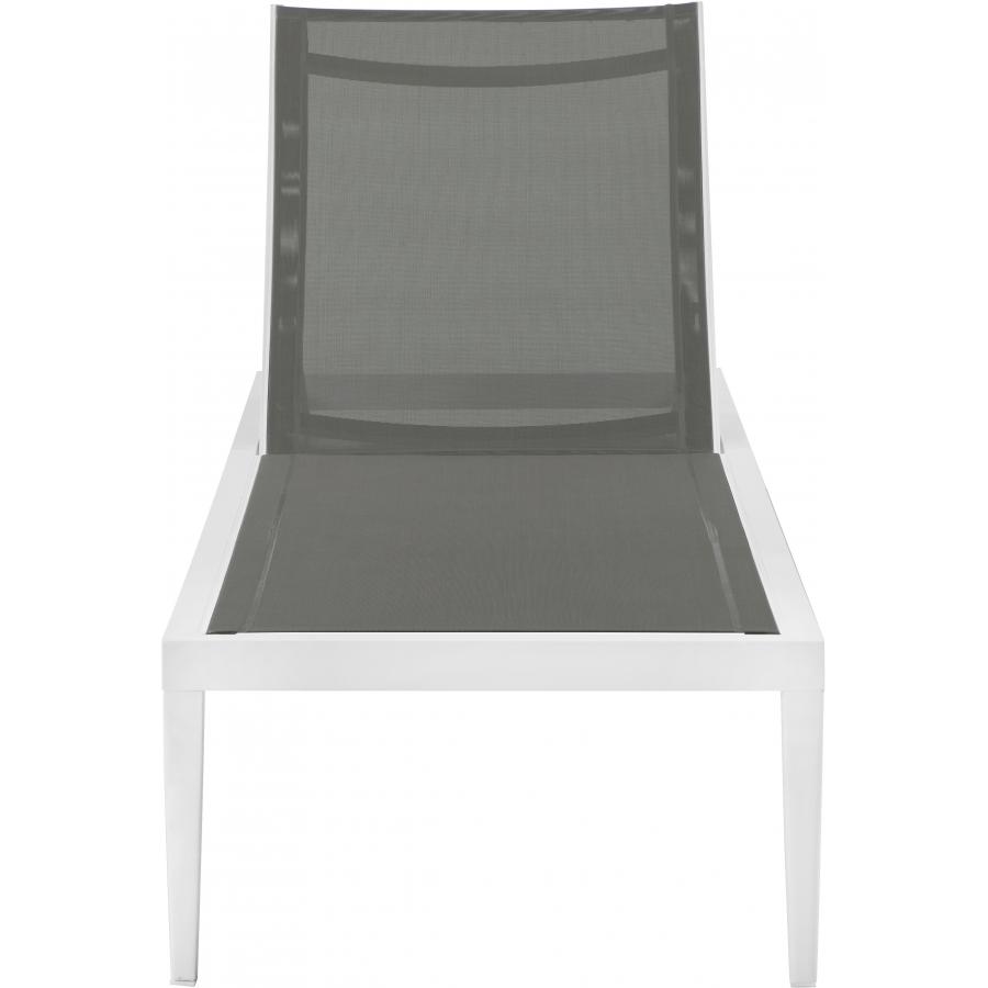 Meridian Nizuc Grey Mesh Water Resistant Fabric Outdoor Patio Aluminum Mesh Chaise Lounge Chair