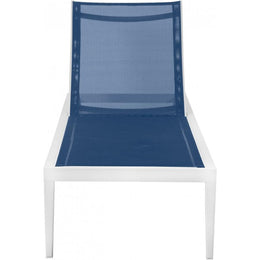 Meridian Nizuc Navy Mesh Water Resistant Fabric Outdoor Patio Aluminum Mesh Chaise Lounge Chair