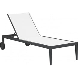 Meridian Nizuc White Mesh Water Resistant Fabric Outdoor Patio Aluminum Mesh Chaise Lounge Chair