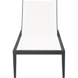 Meridian Nizuc White Mesh Water Resistant Fabric Outdoor Patio Aluminum Mesh Chaise Lounge Chair