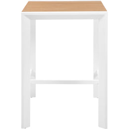 Meridian Nizuc Brown Wood Look Accent Paneling Outdoor Patio Aluminum Square Bar Table