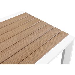Meridian Nizuc Brown Wood Look Accent Paneling Outdoor Patio Aluminum Square Bar Table