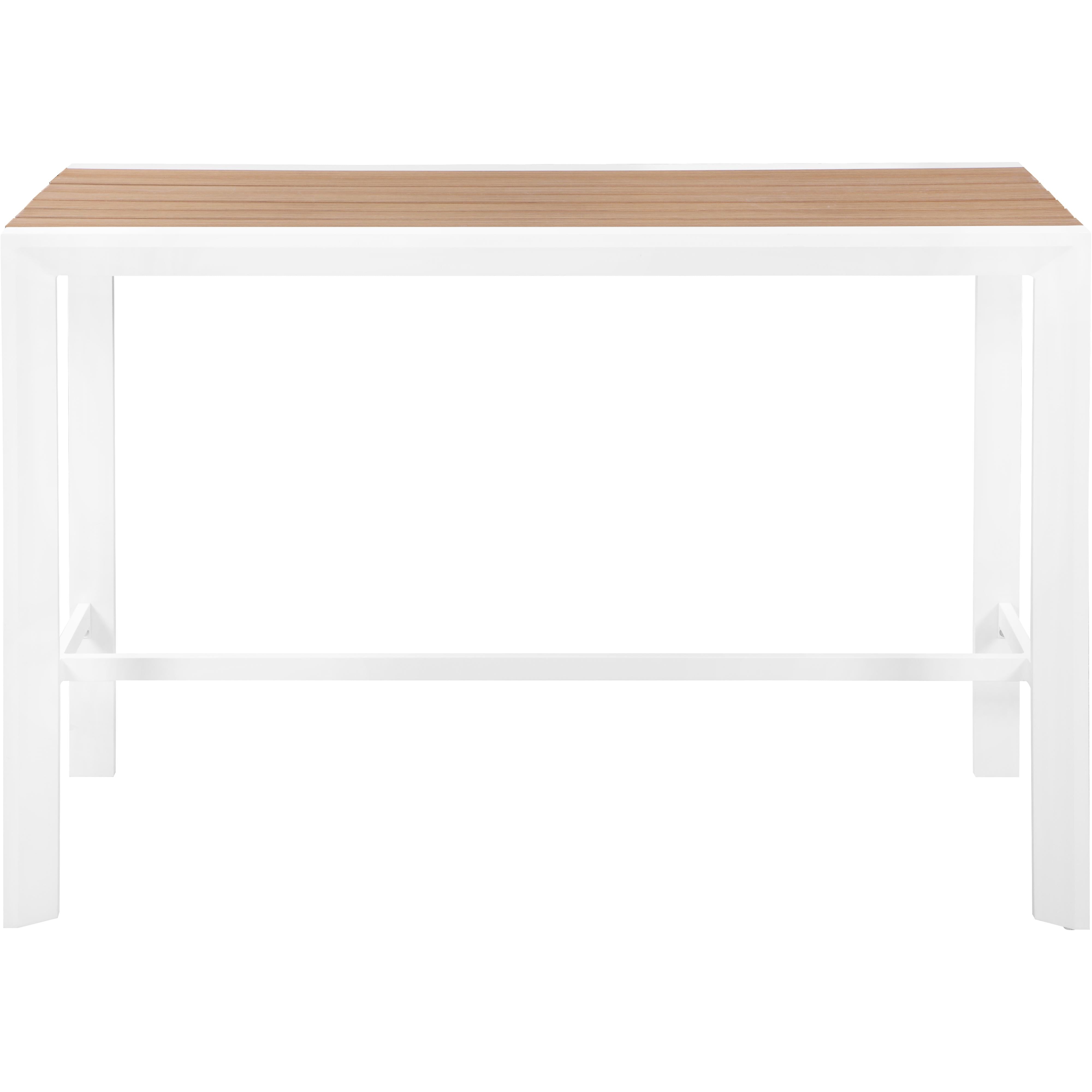 Meridian Nizuc Brown Wood Look Accent Paneling Outdoor Patio Aluminum Rectangle Bar Table
