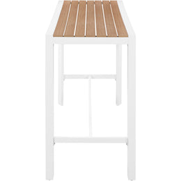 Meridian Nizuc Brown Wood Look Accent Paneling Outdoor Patio Aluminum Rectangle Bar Table