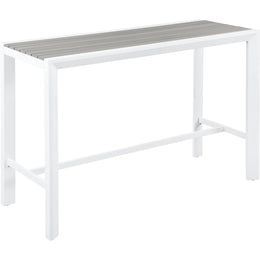Meridian Nizuc Grey Wood Look Accent Paneling Outdoor Patio Aluminum Rectangle Bar Table