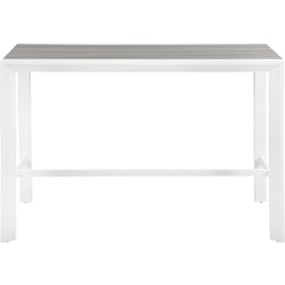 Meridian Nizuc Grey Wood Look Accent Paneling Outdoor Patio Aluminum Rectangle Bar Table