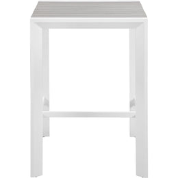 Meridian Nizuc Grey Wood Look Accent Paneling Outdoor Patio Aluminum Square Bar Table
