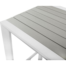 Meridian Nizuc Grey Wood Look Accent Paneling Outdoor Patio Aluminum Square Bar Table