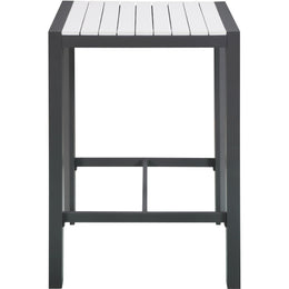 Meridian Nizuc White Wood Look Accent Paneling Outdoor Patio Aluminum Square Bar Table