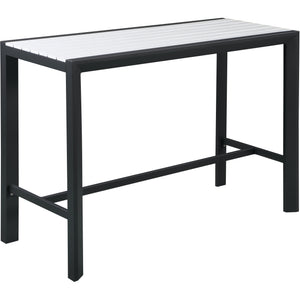Meridian Nizuc White Wood Look Accent Paneling Outdoor Patio Aluminum Rectangle Bar Table