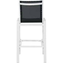 Meridian Nizuc Black Mesh Water Resistant Fabric Outdoor Patio Aluminum Mesh Barstool