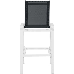 Meridian Nizuc Black Mesh Water Resistant Fabric Outdoor Patio Aluminum Mesh Barstool